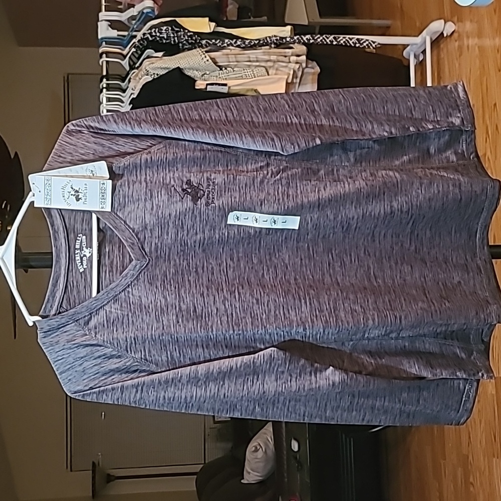 Beverly Hills Polo Club V-Neck Long Sleeve Shirt Women's Size Large